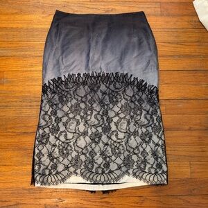 Rochas Black Lace Pencil Skirt